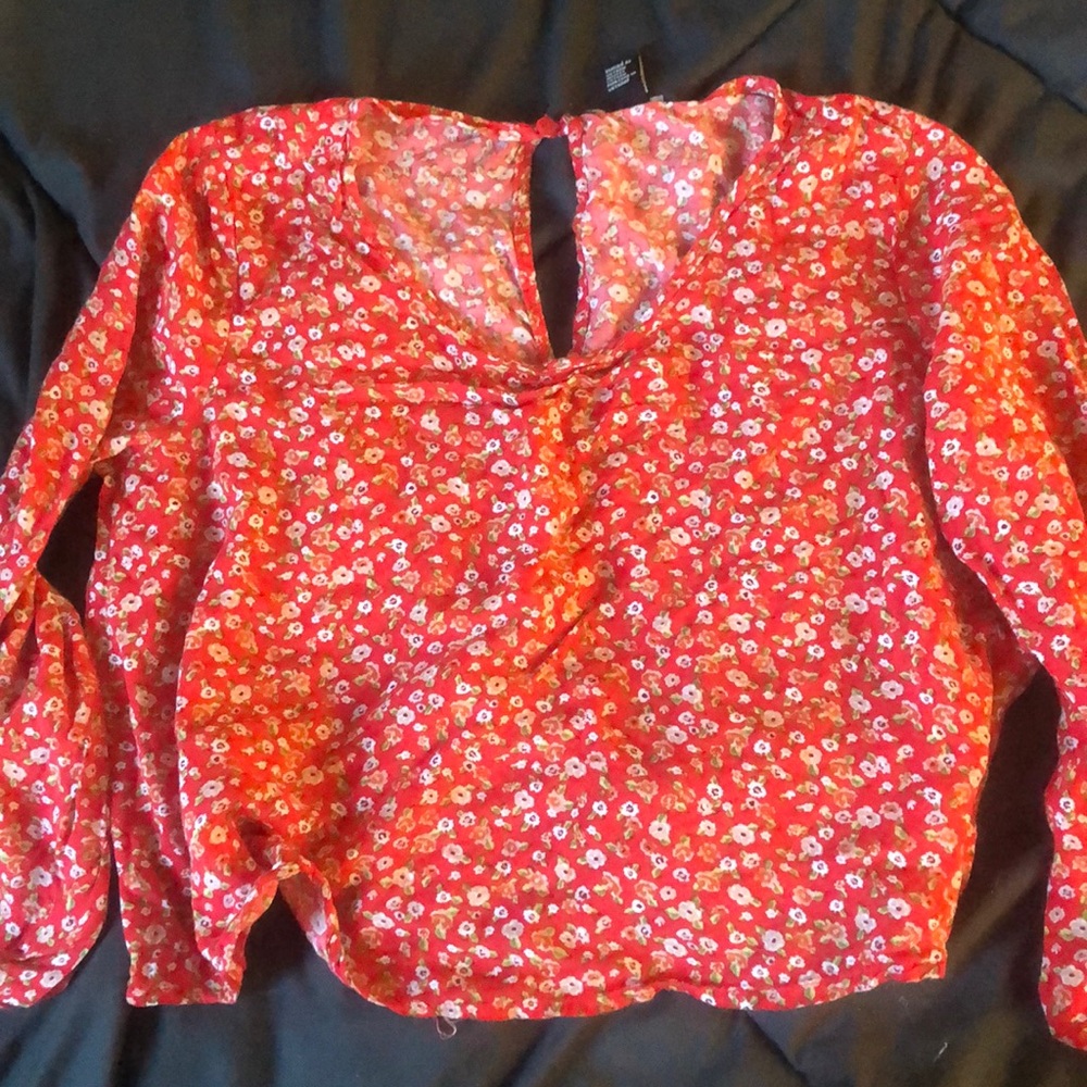 Red floral crop top